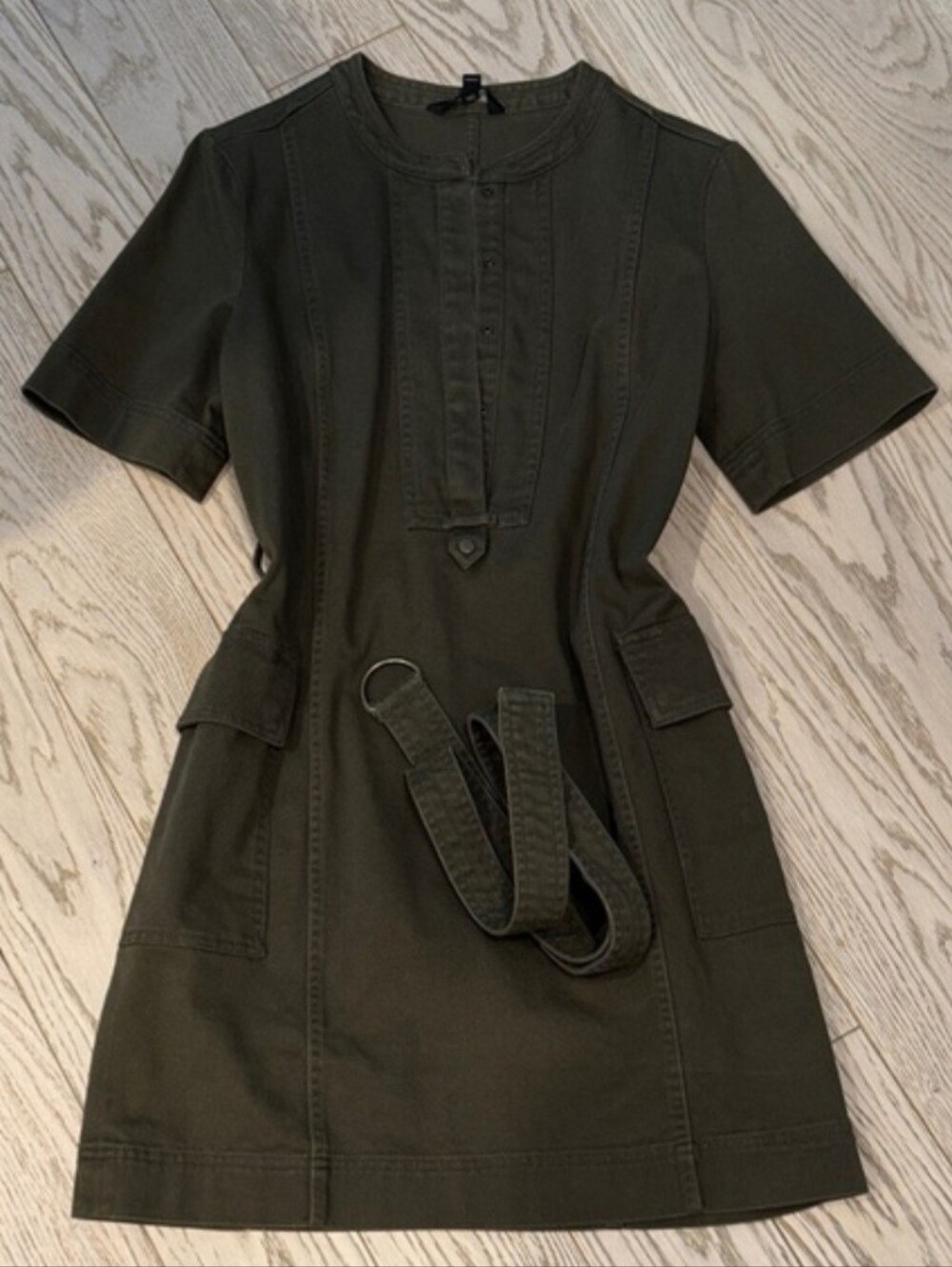 Banana Republic Sz8 Dark Olive Belted Dress Denim Cargo